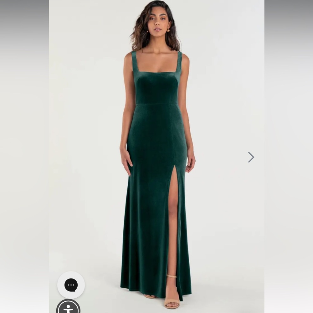 Jenny Yoo Mara Emerald Green Velvet Maxi Dress